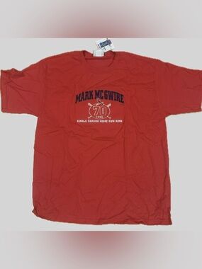 VINTAGE 1998 Red Mark McGwire 70 Graphic Short Sleeve Tee (NEW, with tags)